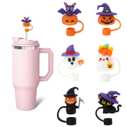 LmashRbaiw 6PCS Silicone Ghost Straw Toppers for Stanley Cups Halloween