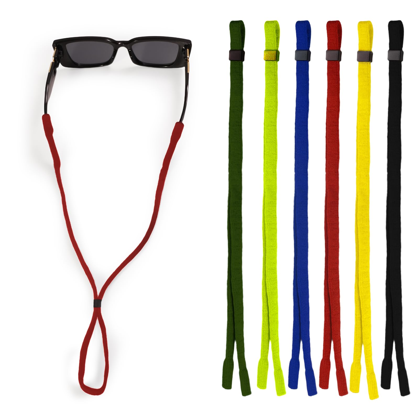 Zoaiirte 6 Pack Adjustable Anti Slip Glasses Strap Sports Sunglasses Retainer