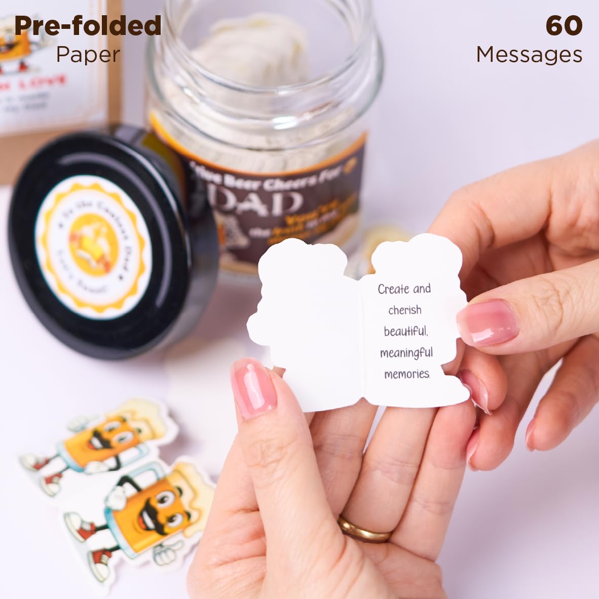 SOLMAY Funny Beer Cheers Gift Jar with 60 Uplifting Messages for Dad 0.5