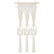 Briful Macrame Wall Hanging Shelf Cream-White with 3 Glass Vases Boho Decor