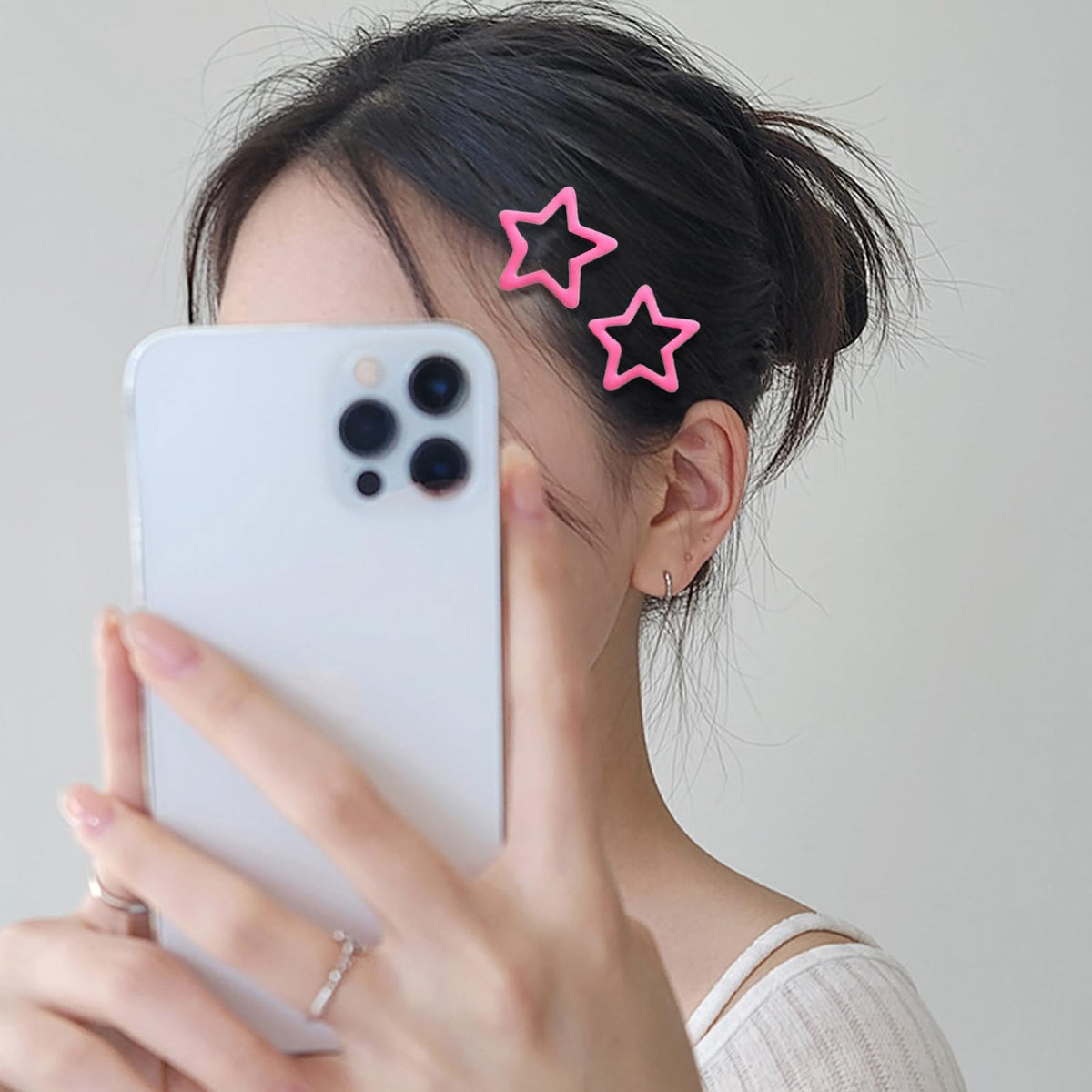 Pink Star Snap Hair Clips