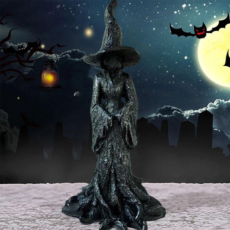 Gothic Halloween Witch Statue Vintage Magician Dark Fantasy Collectible 20cm