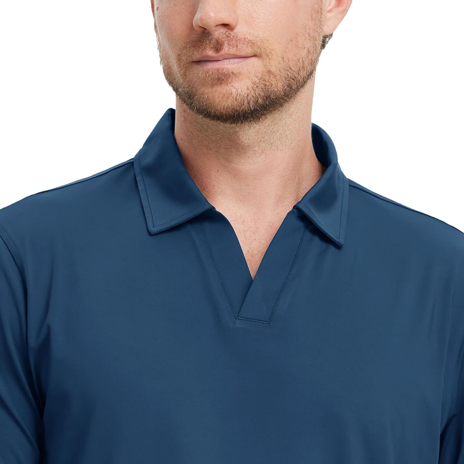 M MAELREG Mens Golf Polo Shirt Dry Fit V Neck Moisture Wicking Blue
