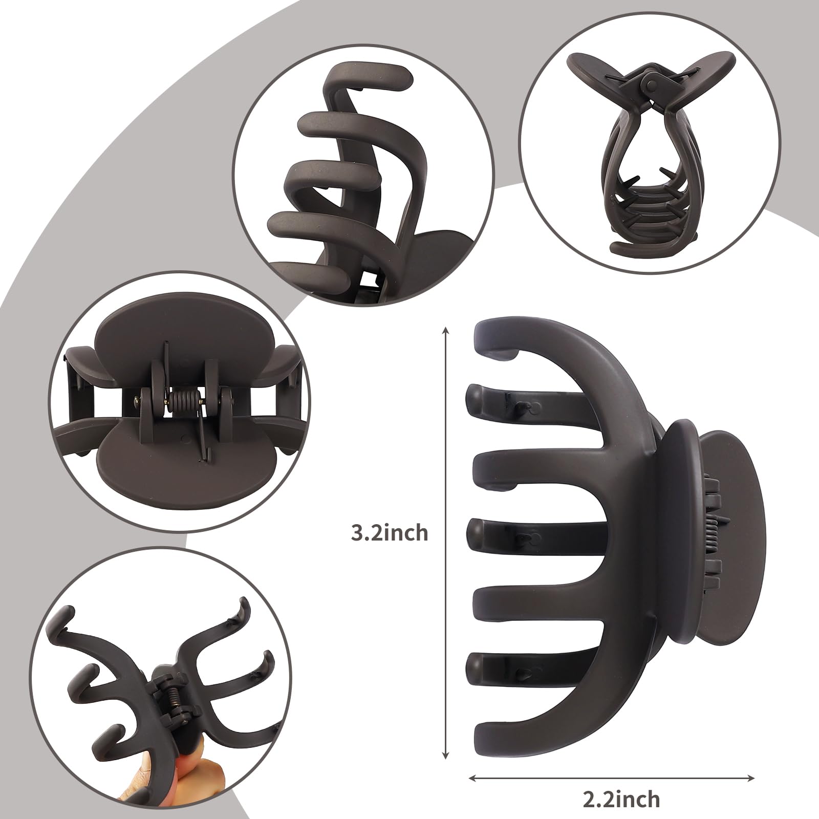 SMKSL Hair Clips 3.5in Medium Claw Matte Banana Jaw Clips Transparent