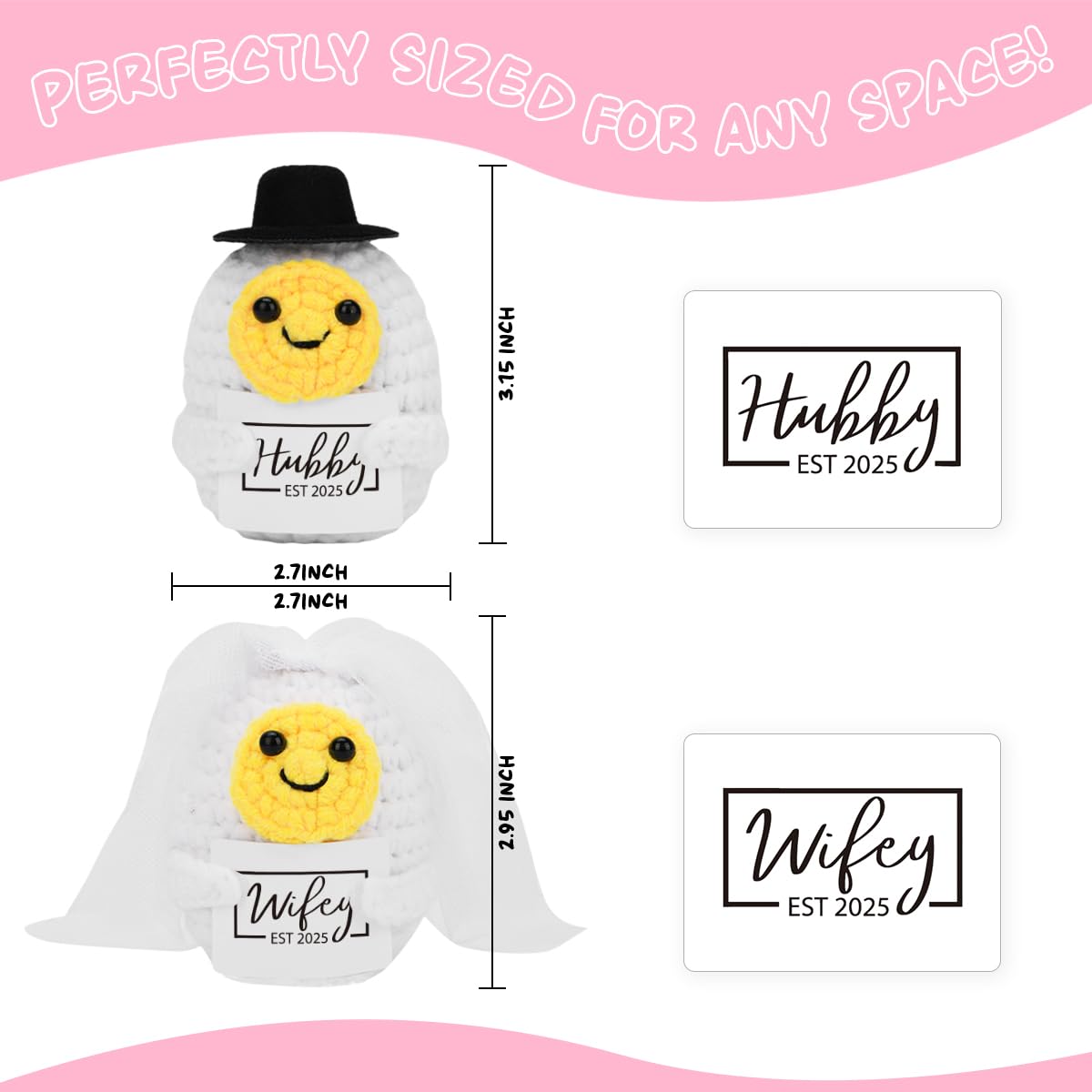 Wedding Gifts for Couples 2025, Bridal Shower Gifts, Engagement Gifts for Newlyweds Bride Groom, Just Married Gifts Ideas, Hubby & Wifey Newly Wed Doll Gifts Set Decor