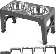 Niubya Elevated Dog Bowls Adjustable Raised Feeder w 2 Stainless Bowls