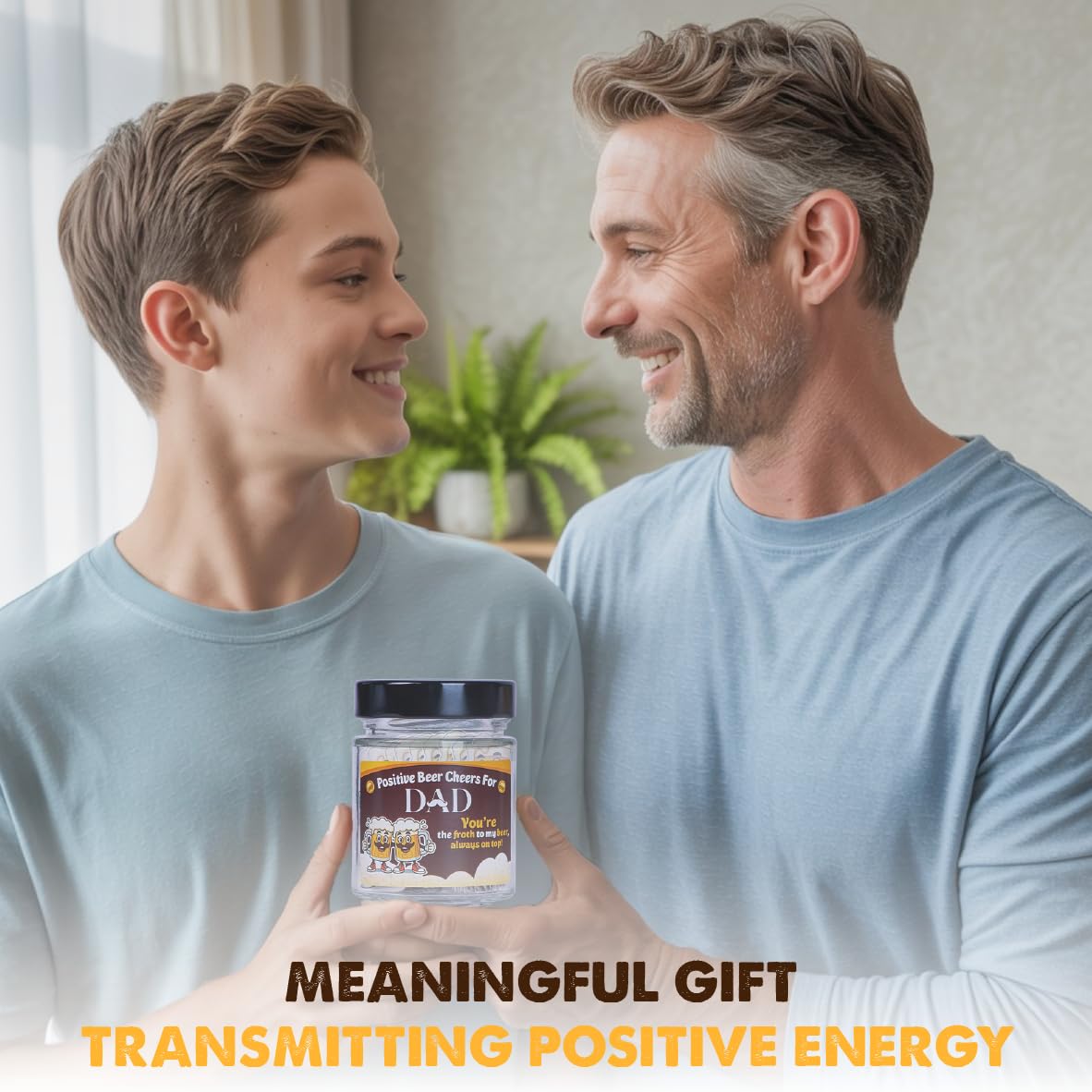 SOLMAY Funny Beer Cheers Gift Jar with 60 Uplifting Messages for Dad 0.5