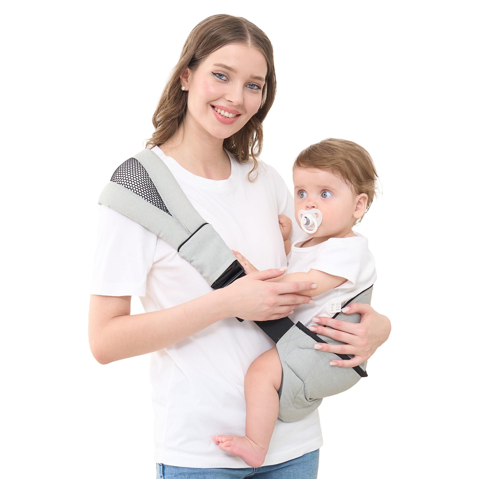 GAGAKU Toddler Carrier Adjustable Padded Sling Baby Holder Light Grey Onesize