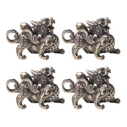 FAVOMOTO Retro Car Keychain Set 4Pcs Golden Brass Feng Shui Dragon Shape