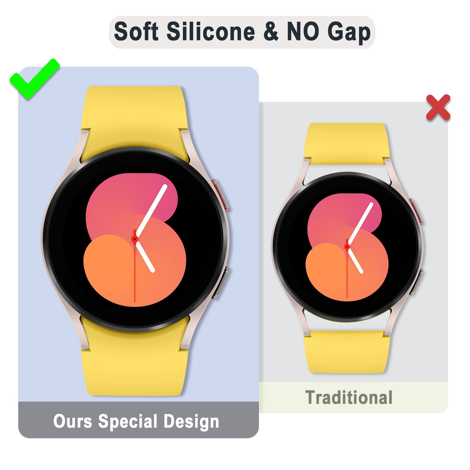 Apbands 20mm Silicone Sport Band for Samsung Galaxy Watch 40-46mm Yellow