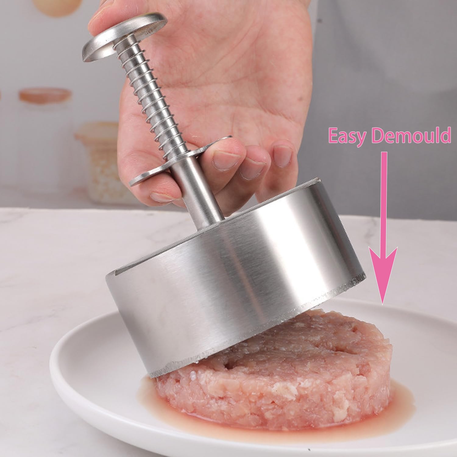 JEFBURCH Burger Press 304 Stainless Steel Patty Maker with 100 Papers