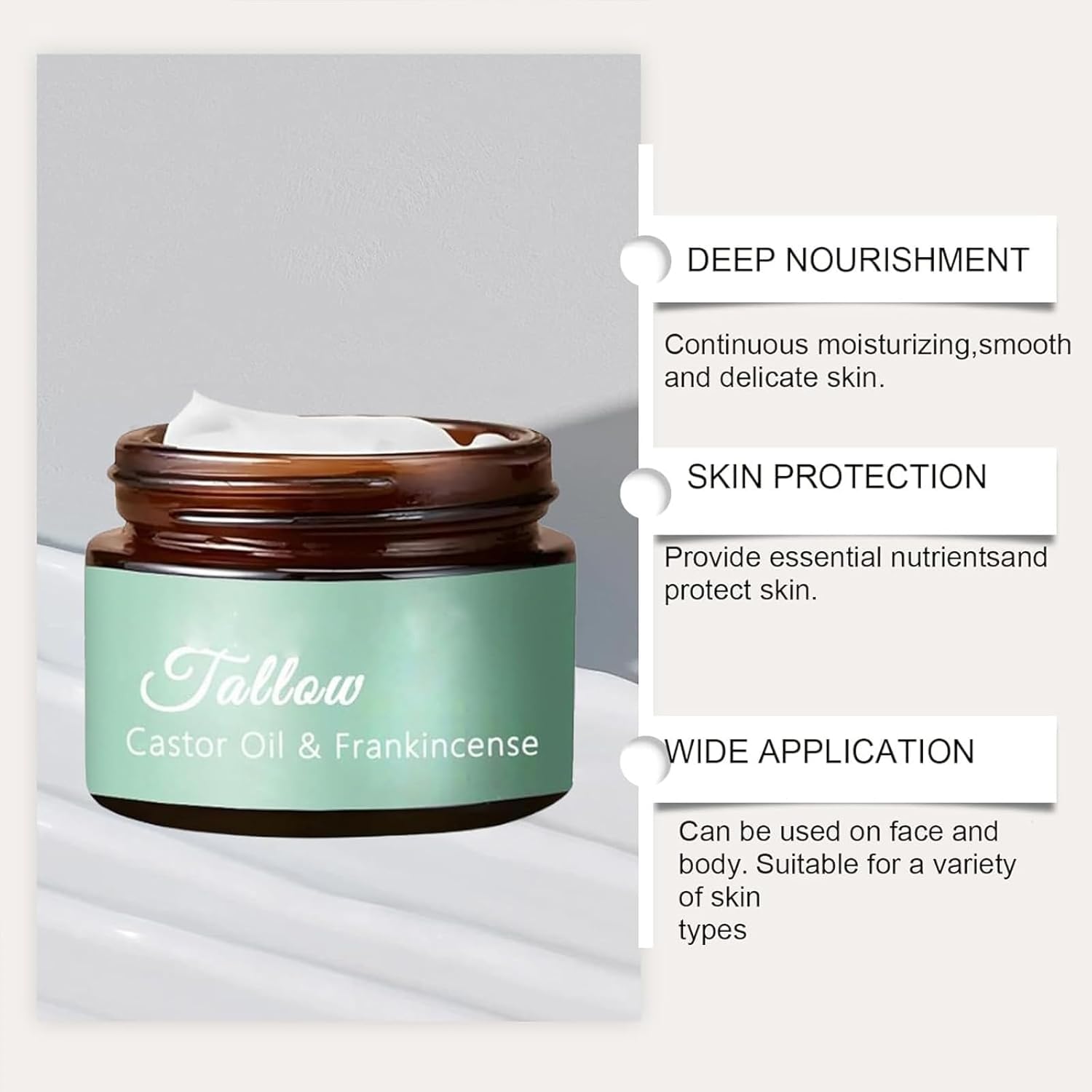 LUusmm Organic Grass-Fed Beef Tallow Moisturizer with Frankincense & Castor Oil