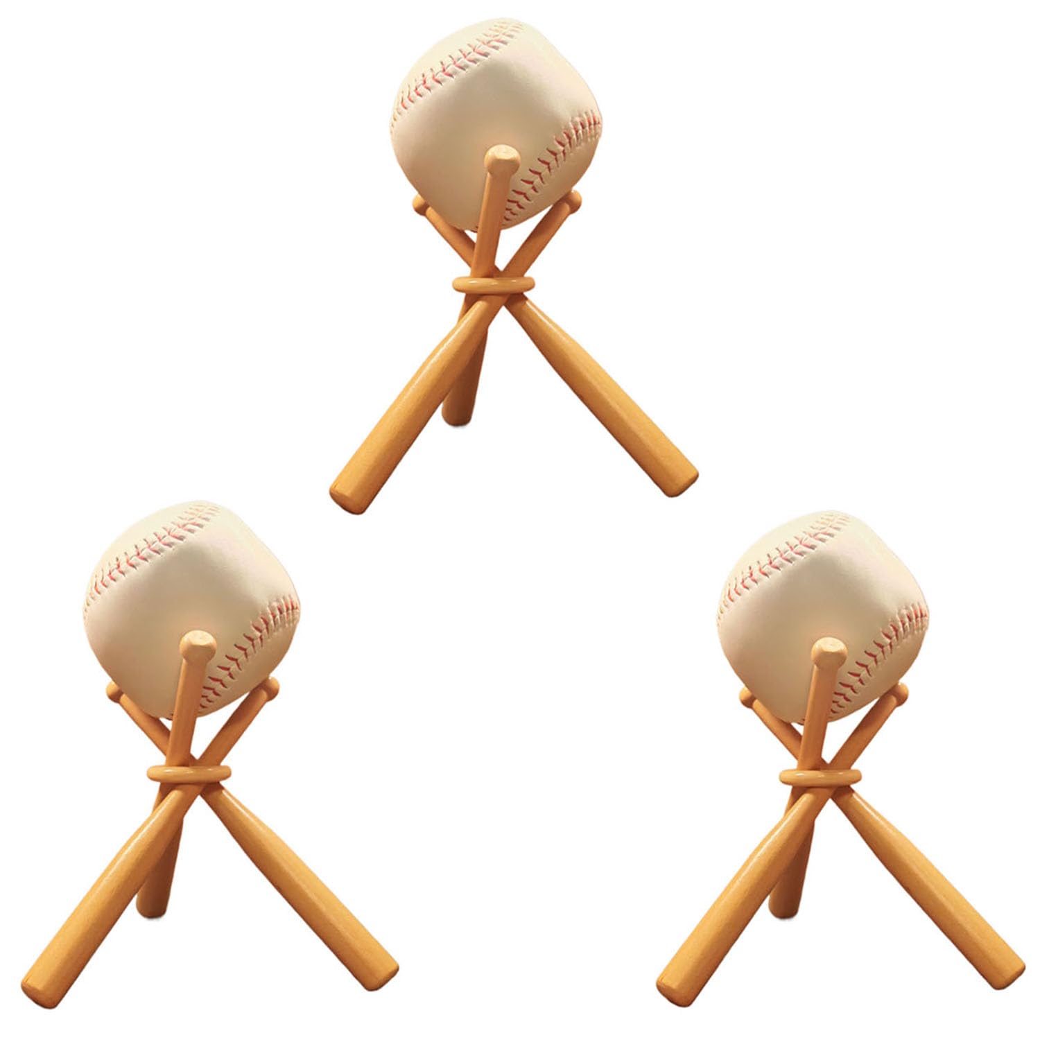 Luozong Wooden Baseball Holder Stand Display for Balls 3 Pack