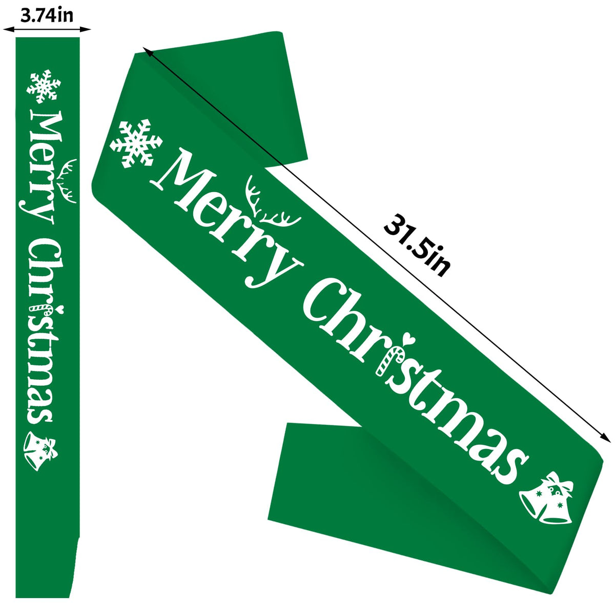 JXYCBZYing Merry Christmas Sash, Retro Sage Green Merry Christmas Party Sash, Xmas Holiday Sash, Merry Christmas Party Decorations, Ideas, Gifts, Jokes and Favors (Retro Sage Green + White)