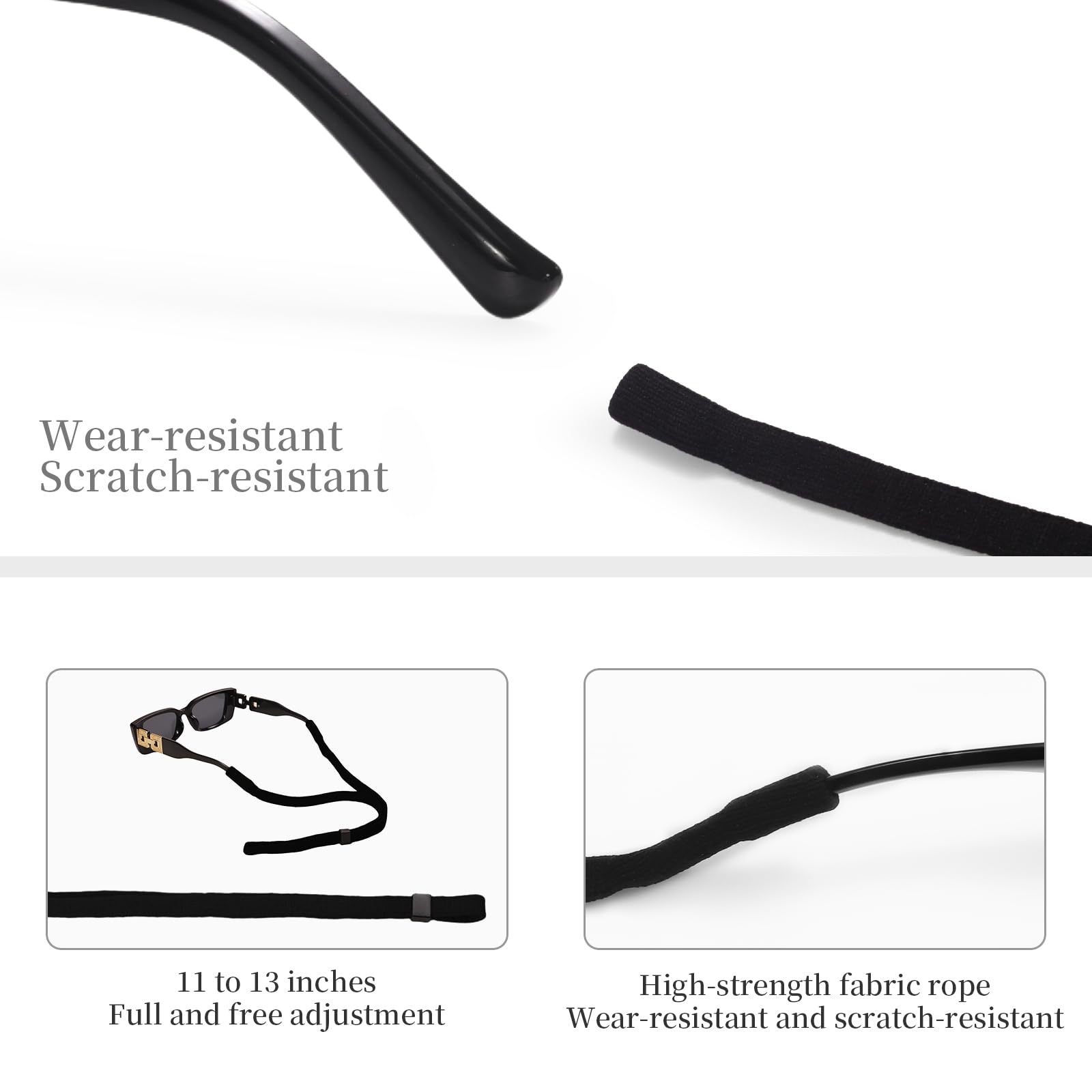 Zoaiirte 6 Pack Adjustable Anti Slip Glasses Strap Sports Sunglasses Retainer
