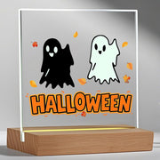 YouerCrystal Halloween Sign Colorful Glass Ghost Decor 3.94 Inch