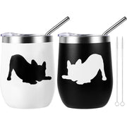 Yoiemivy French Bulldog Insulated Wine Tumbler Set 2, 12oz, Christmas Gift