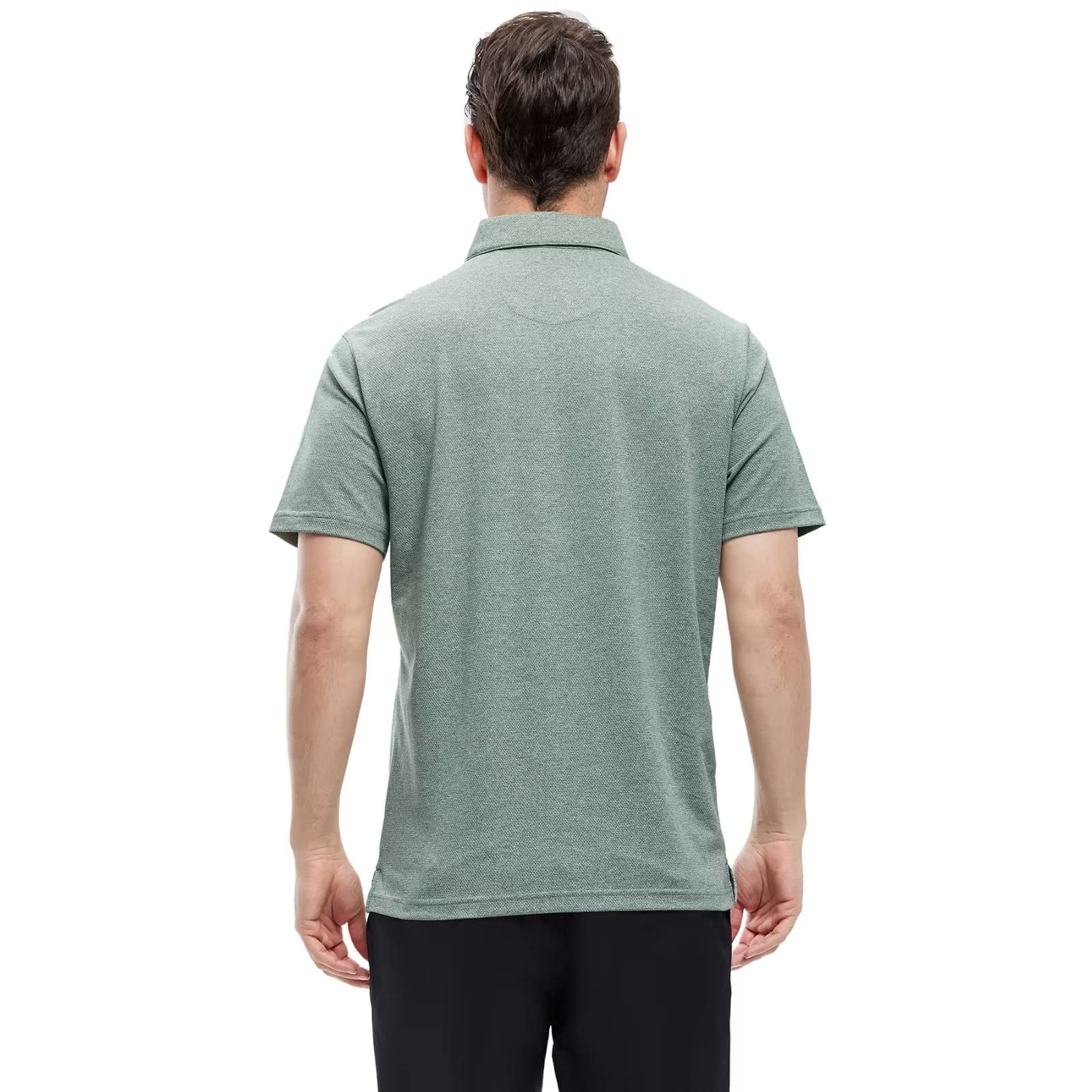 VEBOON Men Polo Shirt Short Sleeve Performance Business Casual Frost Green Large