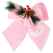 allgala Pink Velvet Christmas Bows, 2-Pack, 10-Inch