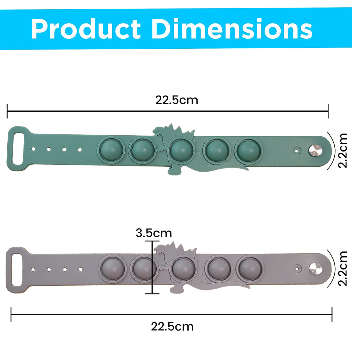 [Like New] Dinosaur Silicone Pop-It Fidget Bracelet