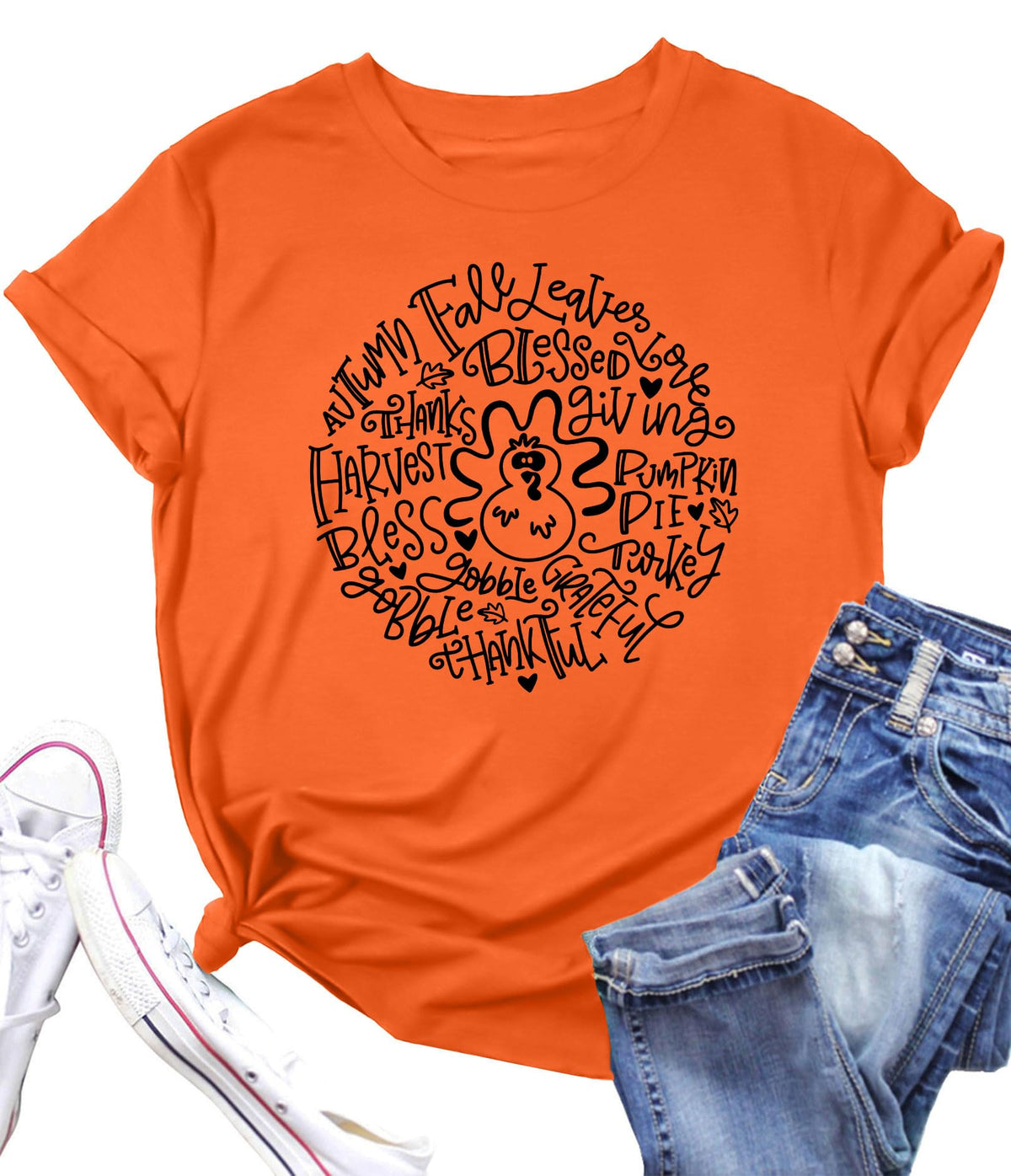 Thanksgiving Turkey Graphic Short-Sleeve Tee, Size L