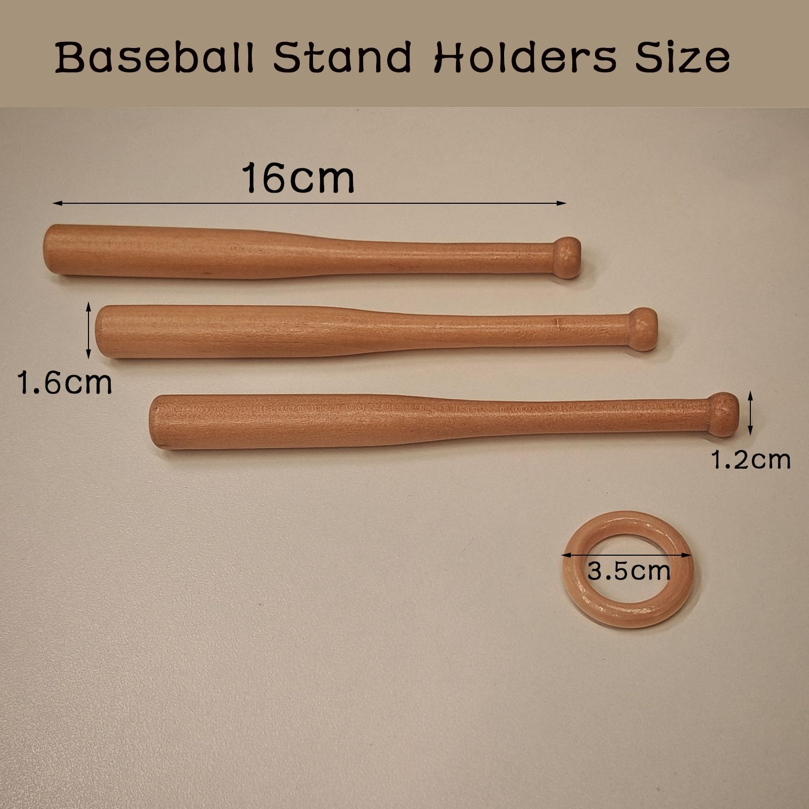 Luozong Wooden Baseball Holder Stand Display for Balls 3 Pack