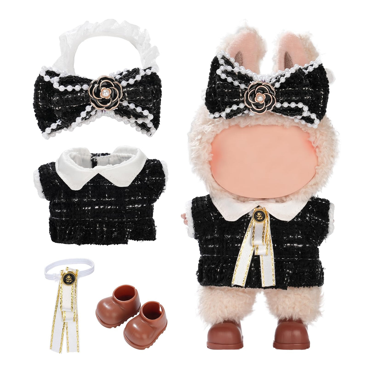 Cute Clothes for Doll Design Outfit Blind Mystery Box Accessories Mini La Boo-Boo Blah Bu Bu BuLafufu Ropa Plush Stuff Hat Dress Overalls Pajamas Hoodie Black