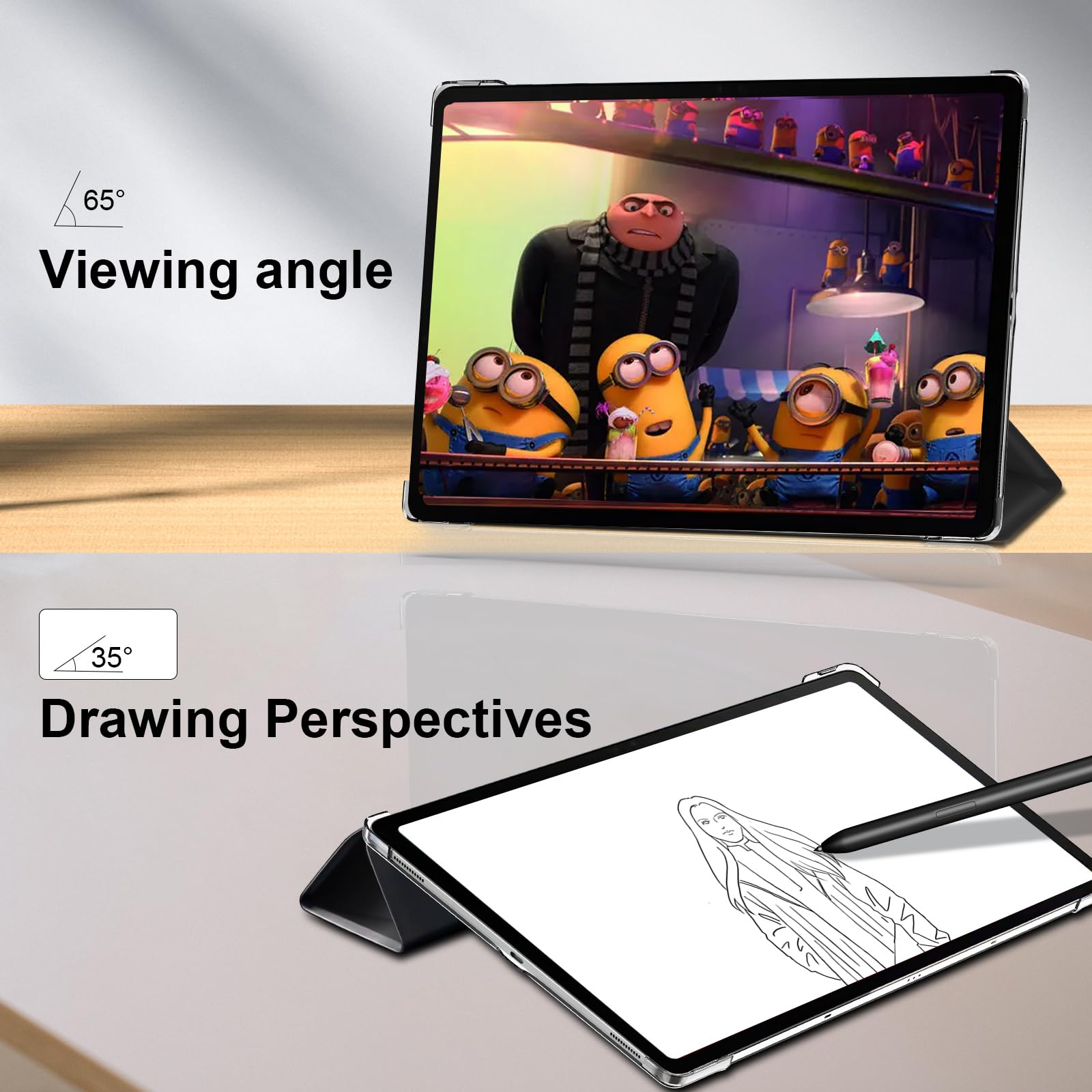 SSS·GRGB Case for 14.6" Samsung Galaxy Tab S10 Ultra S Pen Holder Black
