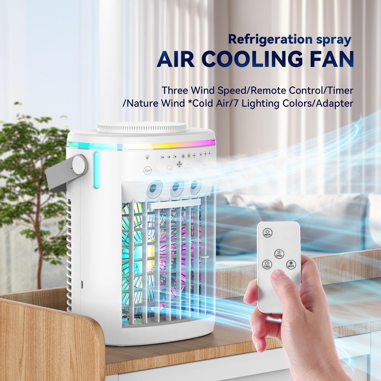 Vidihill Portable Air Conditioner Evaporative Cooler 3-Speed Timer Remote White