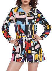 Bealin Womens 80s 90s Color Block Tracksuit 2 Piece Windbreaker Shorts M
