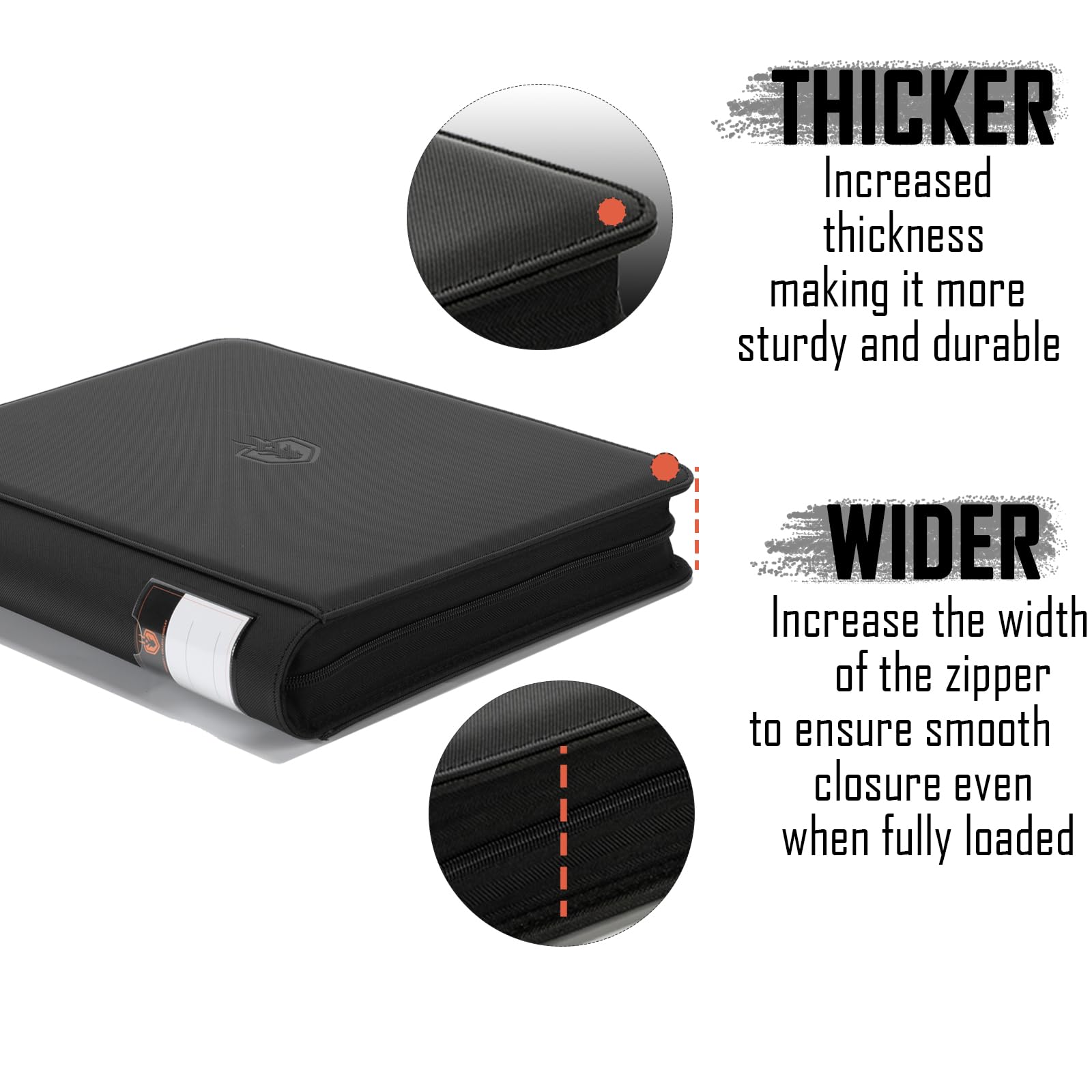 ByderPro Toploader Binder 4-Pocket 3x4" Card Holders Black Waterproof PU Leather