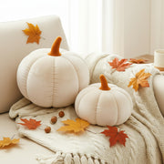 Yookeer 2 Pcs Velvet 3D Pumpkin Throw Pillows White 7''+11''