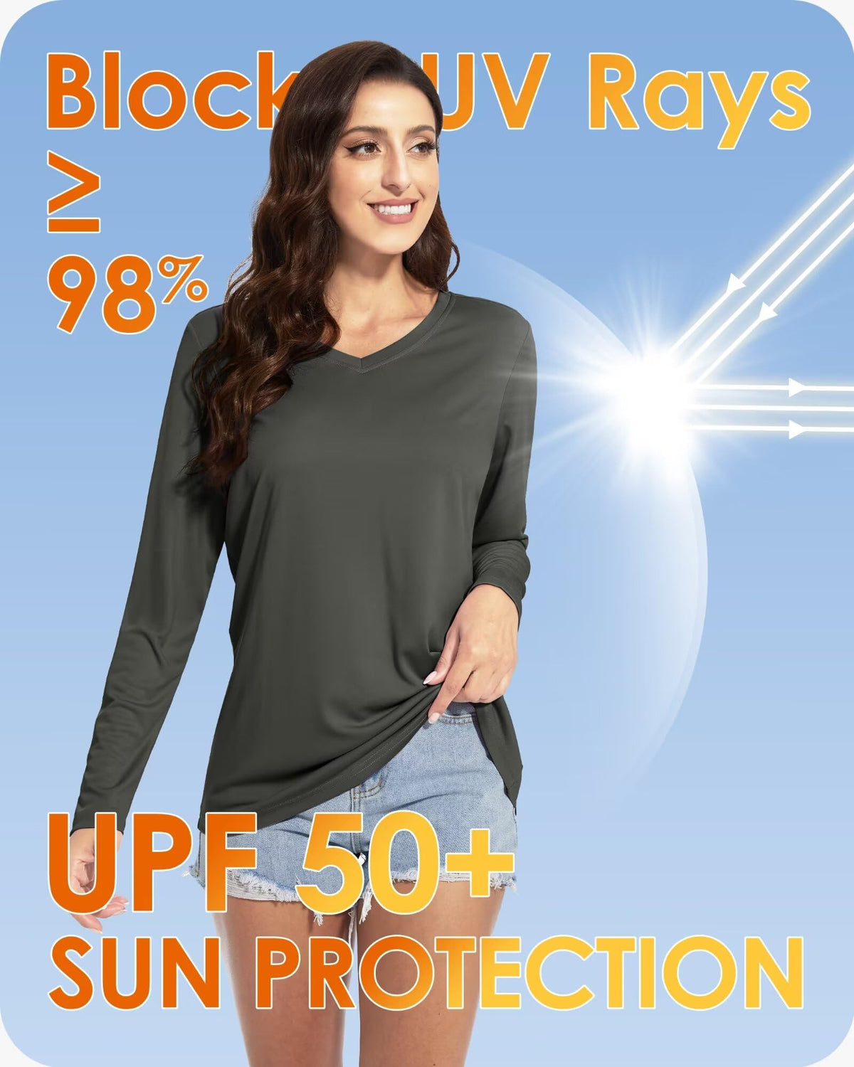 Boladeci Women's Black Long-Sleeve UPF 50+ Rash Guard Shirt, 2XL