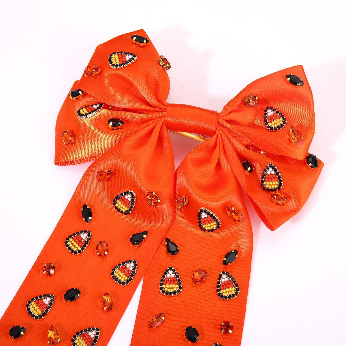 HEIDKRUEGER Orange Halloween Hair Bow Clip Cute Spooky Corn Pumpkin Bow Hair