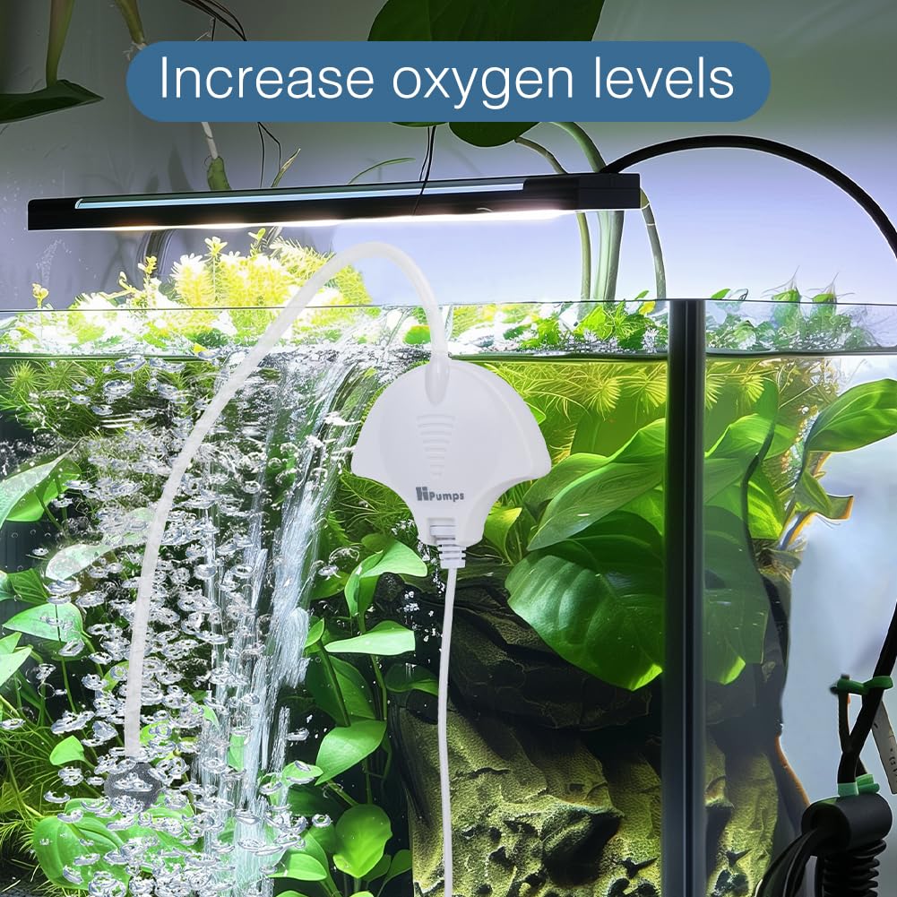 MITOCAPY Silent Aquarium Air Pump 0.3L/min 1.5W White for 0.5-15 Gal Tanks