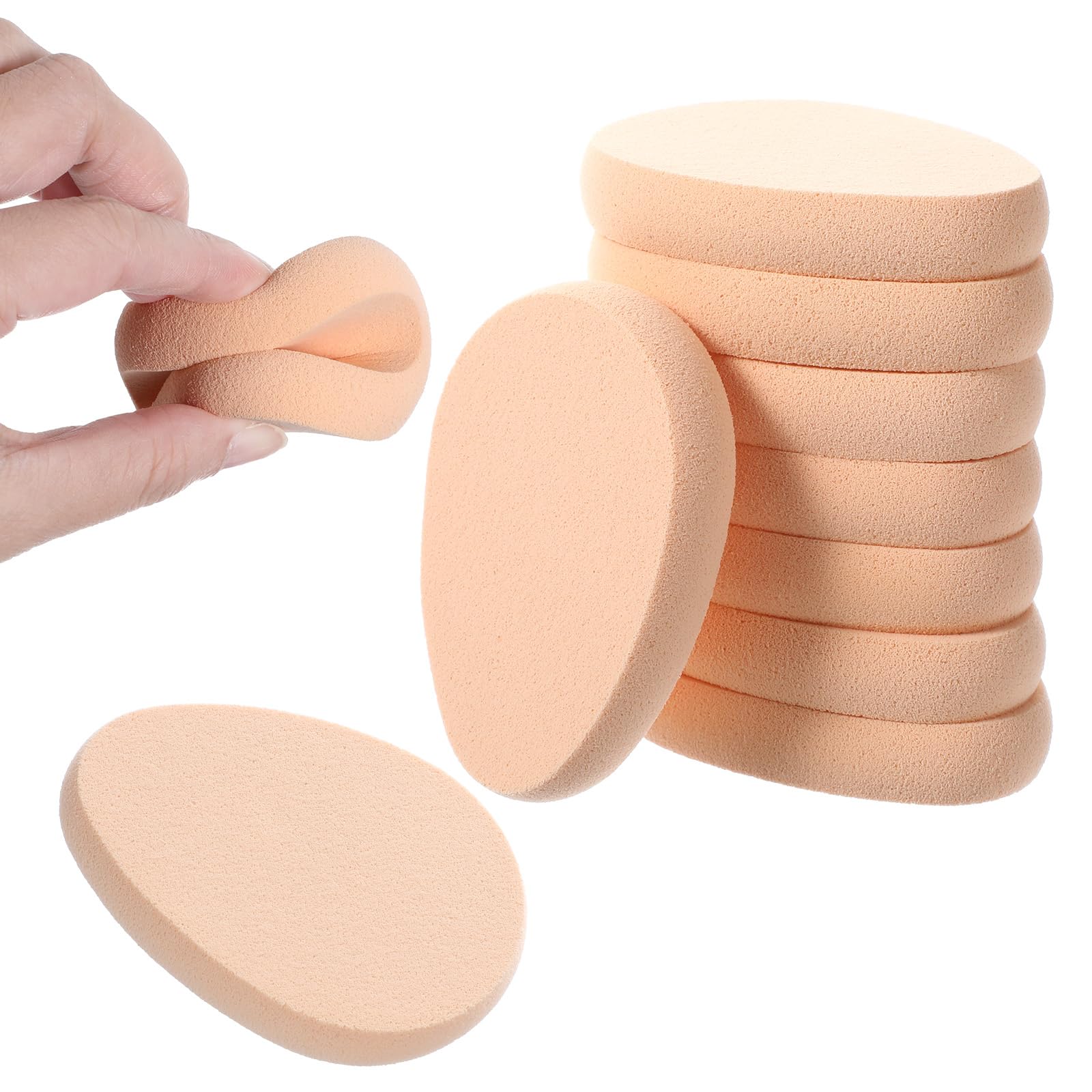 Hpmjz 8 Pcs Oval Puff Makeup Sponge Foundation Beige Soft Durable