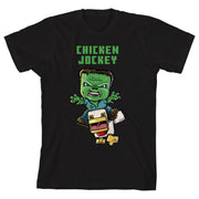 A Minecraft Movie Chicken Jockey Youth Black Crew Neck Short Sleeve T-Shirt - XL