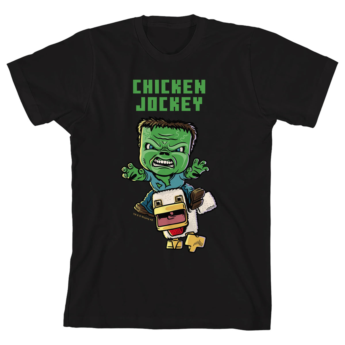 A Minecraft Movie Chicken Jockey Youth Black Crew Neck Short Sleeve T-Shirt - XL