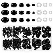 Qulkws 125 Pack Safety Eyes and Noses 5 Sizes 6-17mm Black Oval Resin