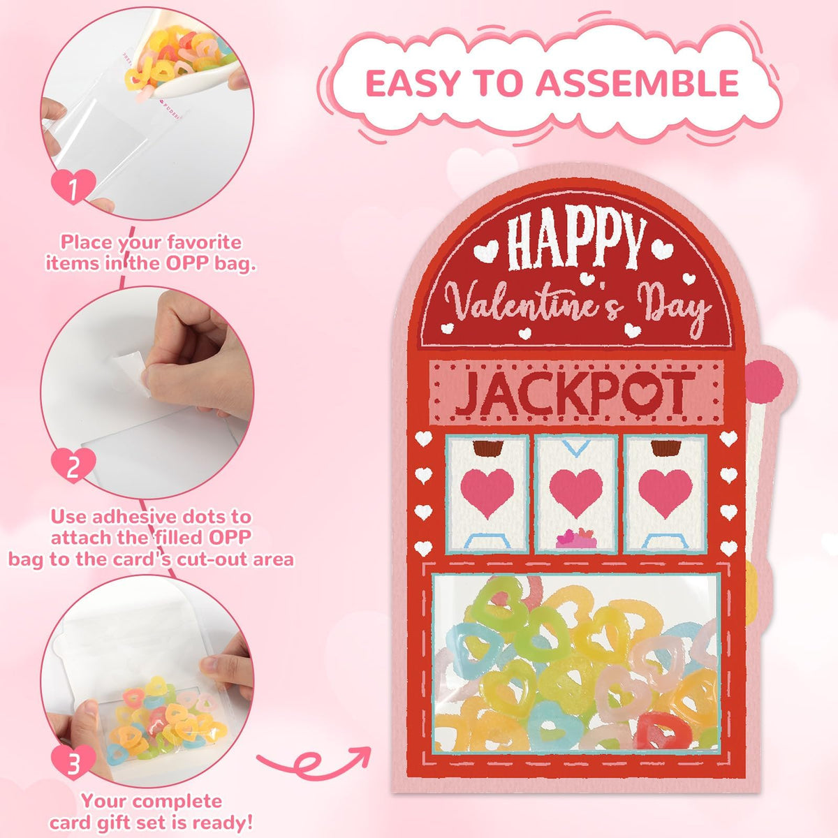 50 Pack Valentines Day Cards for School Funny Class Exchange Cards Bulk with Clear Treat Bags and Self Adhesive Tape Happy Valentines Party Favor for School Classroom Classmates Parents Teachers Gifts