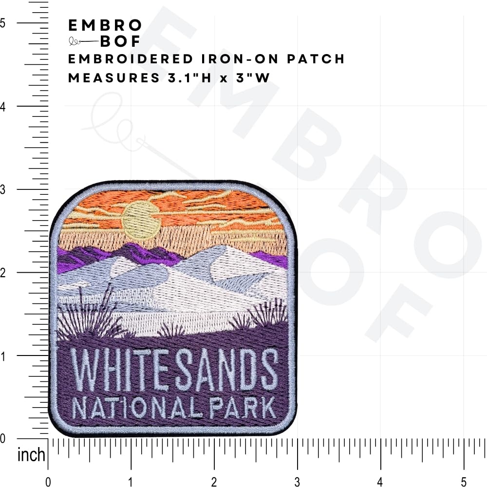 EMBRO BOF White Sands National Park Patch 3.1in Iron On Embroidered