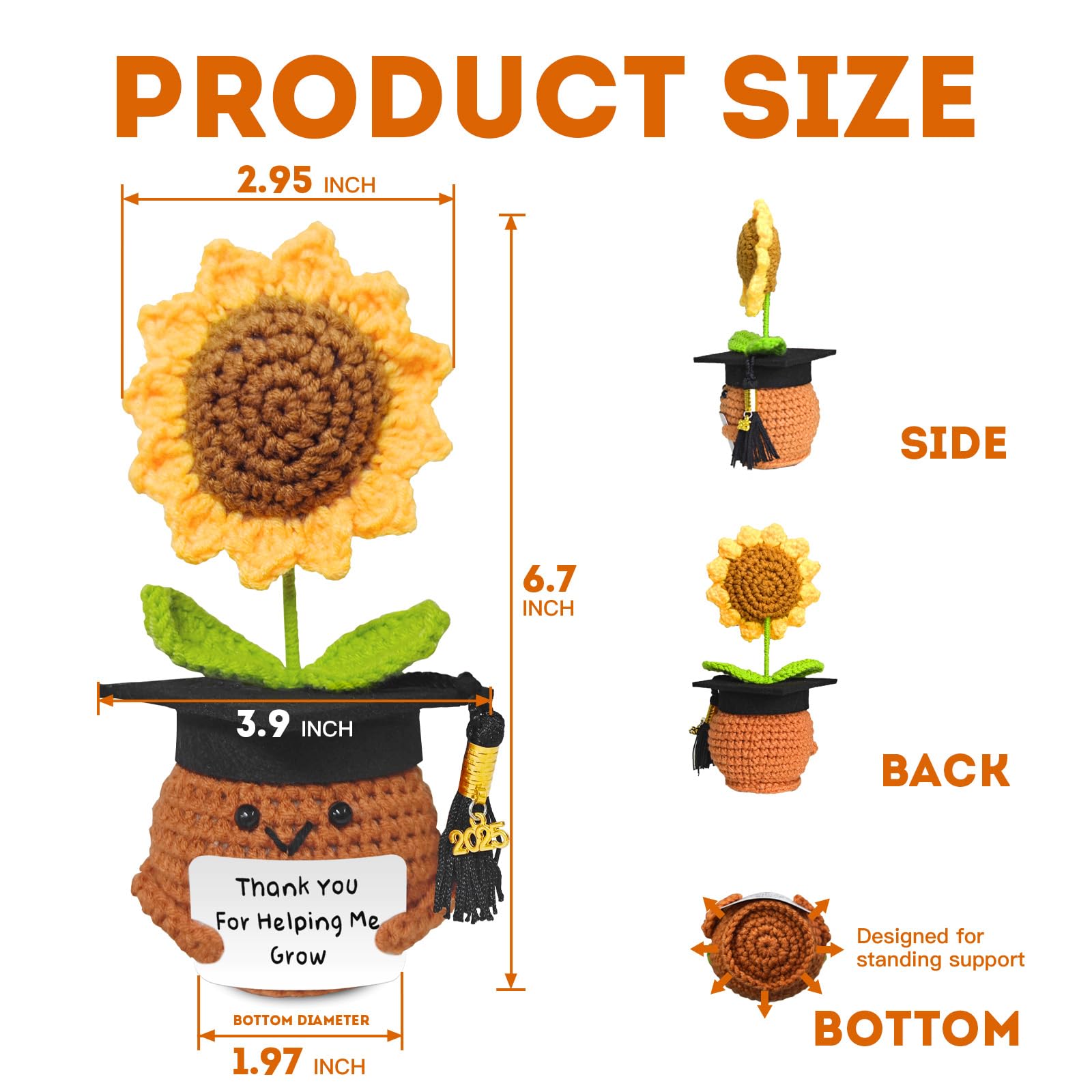 Lanpul Handmade Crochet Sunflower Teacher Appreciation Gift Yellow 1 Pc