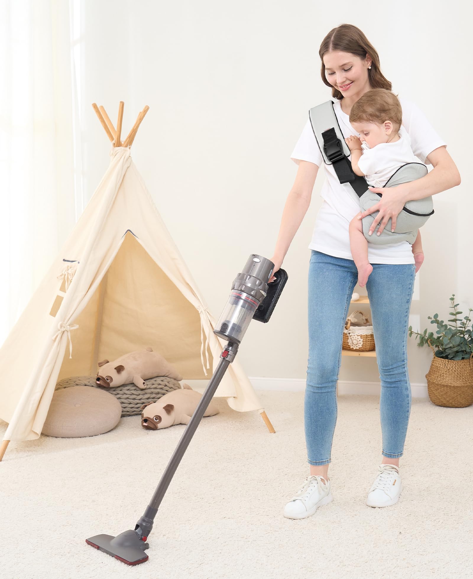 GAGAKU Toddler Carrier Adjustable Padded Sling Baby Holder Light Grey Onesize
