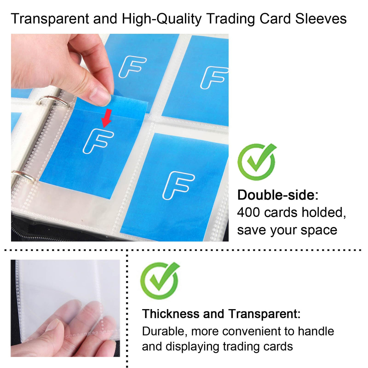 Famard 4 Pocket Carrying Case Binder for Standard Trading Card, Holds Up to 400 Cards with 50 Premium Sleeves Compatible with MTG, TCG and Sports Cards