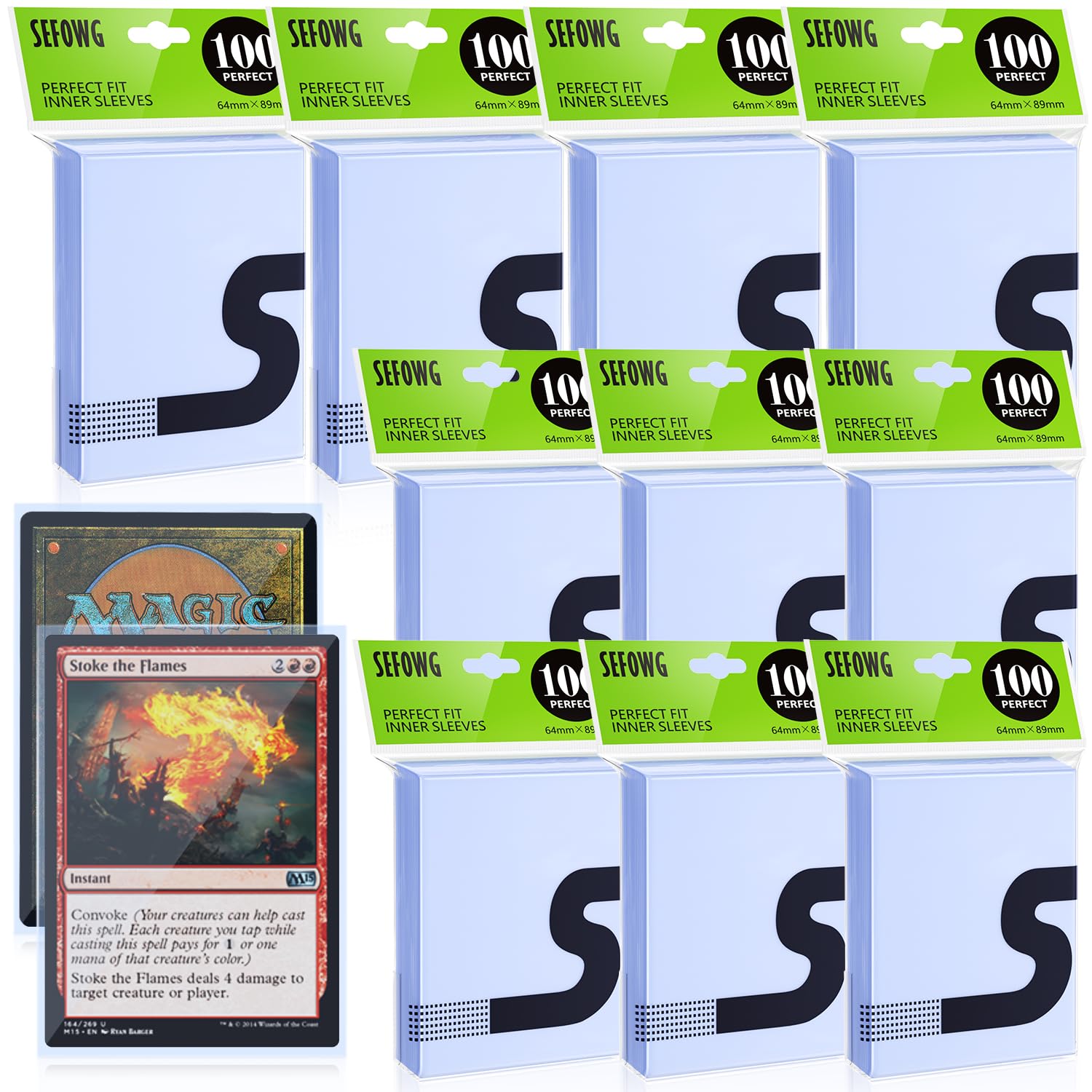 SEFOWG 1000 PCS Perfect Fit Inner Card Sleeves Clear Polypropylene PP