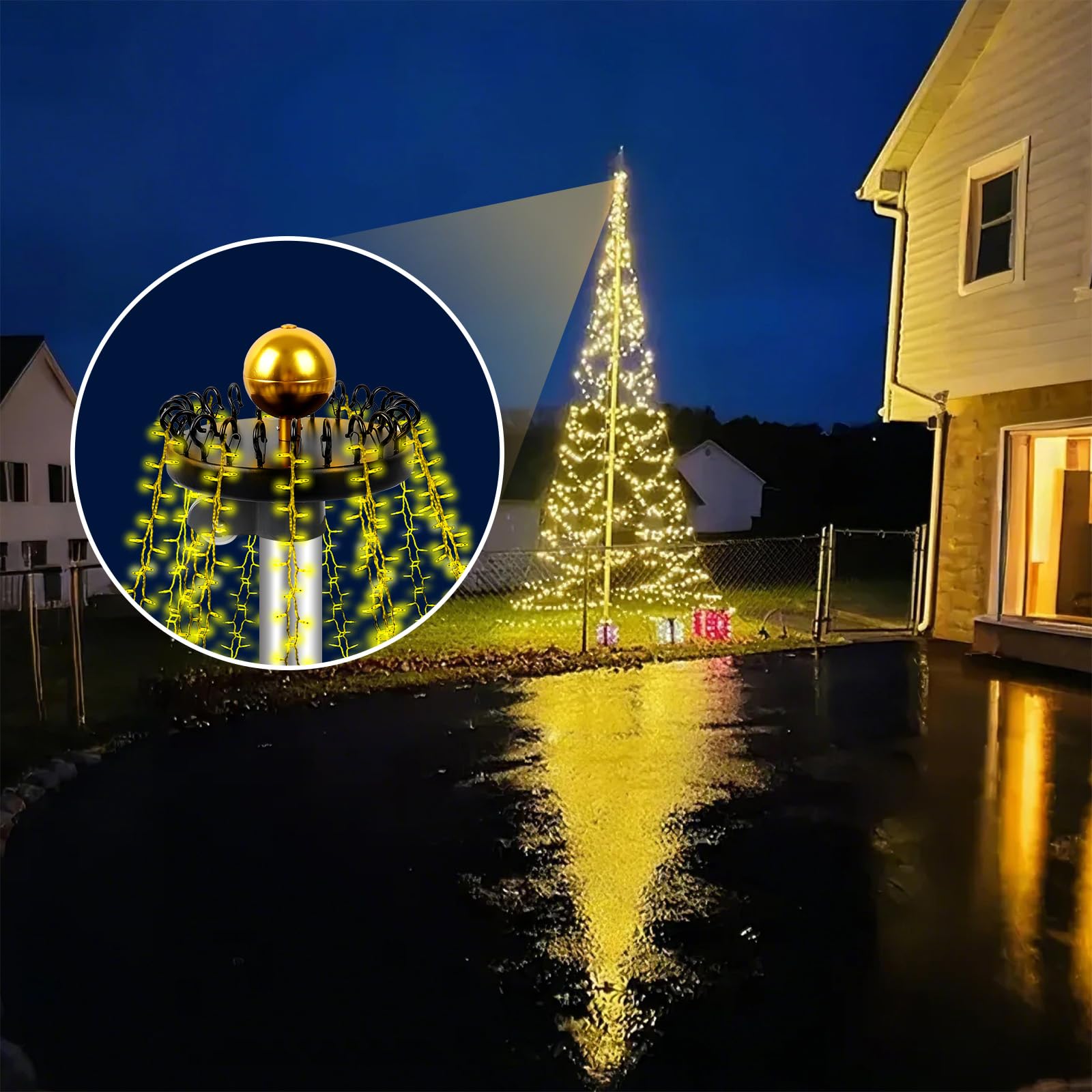 Tryly Christmas Tree Flag Pole Mega Topper Light Hook Kit Large Black
