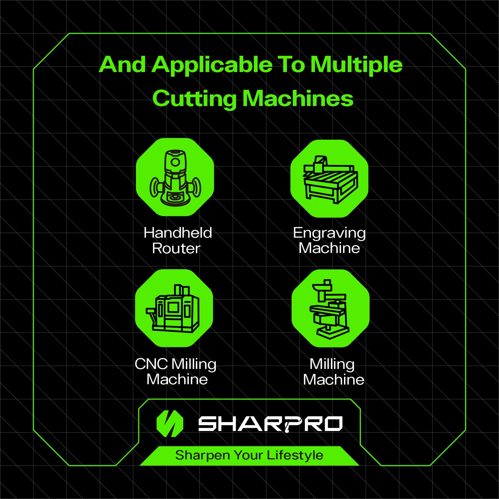 SHARPRO Flush Trim Spiral Router Bit 1/4" Shank 1-1/4" CL 3" OVL Carbide