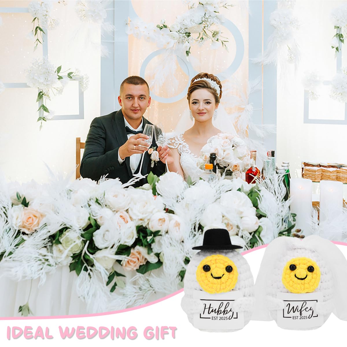 Wedding Gifts for Couples 2025, Bridal Shower Gifts, Engagement Gifts for Newlyweds Bride Groom, Just Married Gifts Ideas, Hubby & Wifey Newly Wed Doll Gifts Set Decor