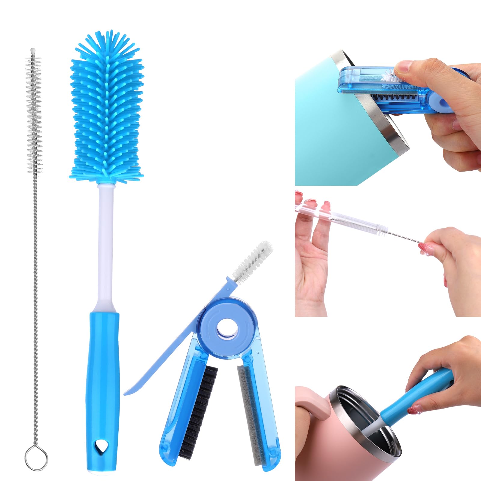 XANGNIER 3 Pack Stainless Steel Bottle Cleaner Brush Kit for Baby Bottles