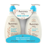 Aveeno Baby Daily Care Gift Set Oat Extract Prebiotic 2 Pack Lotion & Wash